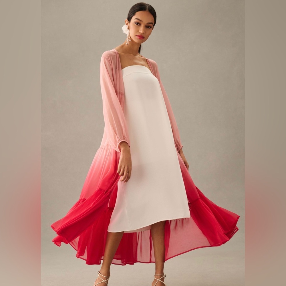 By Anthropologie Tiered Sheer Ombre Duster NWT - Picture 4 of 6